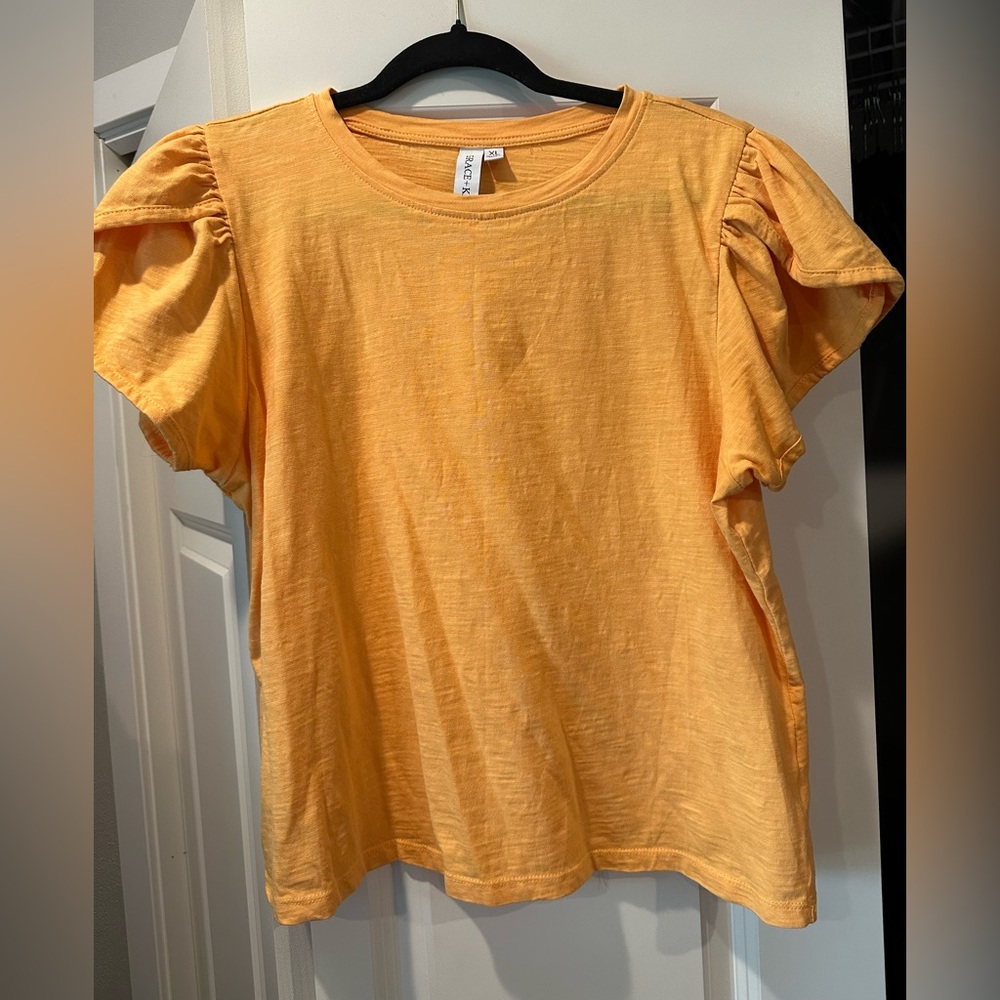 Casual Puff-Sleeve Tee - Orange
